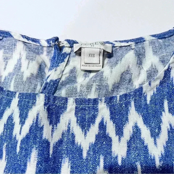J Crew Printed Linen Cotton T-Shirt Chevron Women's XXS‎ Short Sleeve Top - Picture 2 of 4